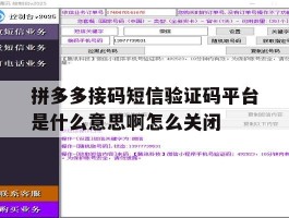关于拼多多接码短信验证码平台是什么意思啊怎么关闭的信息