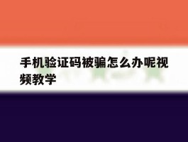 手机验证码被骗怎么办呢视频教学