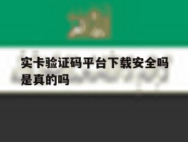 实卡验证码平台下载安全吗是真的吗