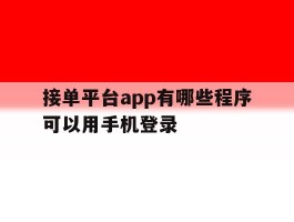 接单平台app有哪些程序可以用手机登录