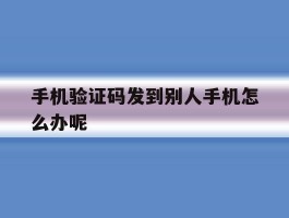 手机验证码发到别人手机怎么办呢