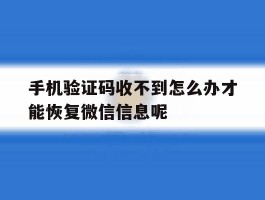 包含手机验证码收不到怎么办才能恢复微信信息呢的词条