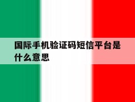 国际手机验证码短信平台是什么意思