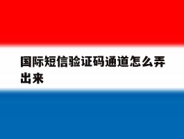 国际短信验证码通道怎么弄出来