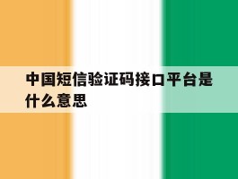 中国短信验证码接口平台是什么意思