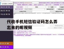 代收手机短信验证码怎么弄出来的呢视频