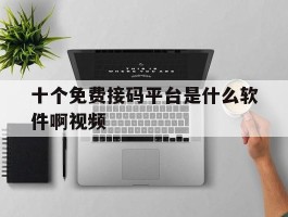 十个免费接码平台是什么软件啊视频