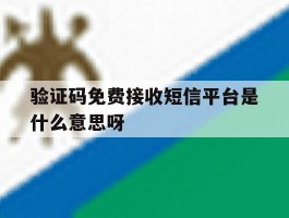 验证码免费接收短信平台是什么意思呀