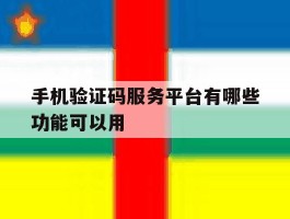 关于手机验证码服务平台有哪些功能可以用的信息