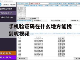 手机验证码在什么地方能找到呢视频