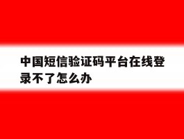中国短信验证码平台在线登录不了怎么办