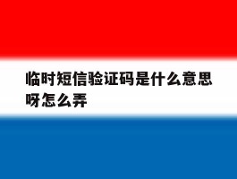 临时短信验证码是什么意思呀怎么弄