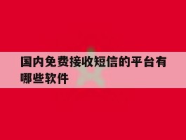 国内免费接收短信的平台有哪些软件