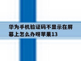 关于华为手机验证码不显示在屏幕上怎么办呀苹果13的信息