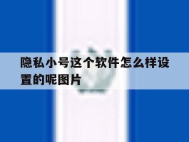 隐私小号这个软件怎么样设置的呢图片的简单介绍