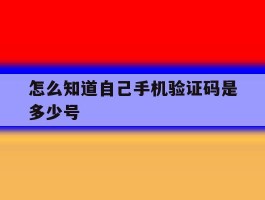 怎么知道自己手机验证码是多少号