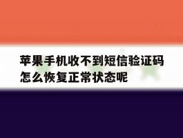 苹果手机收不到短信验证码怎么恢复正常状态呢的简单介绍