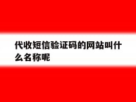 代收短信验证码的网站叫什么名称呢的简单介绍
