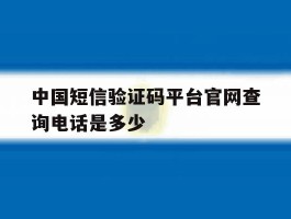 中国短信验证码平台官网查询电话是多少