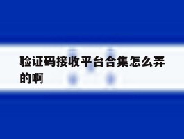 验证码接收平台合集怎么弄的啊