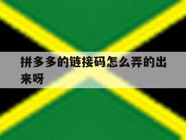 拼多多的链接码怎么弄的出来呀