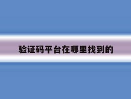验证码平台在哪里找到的
