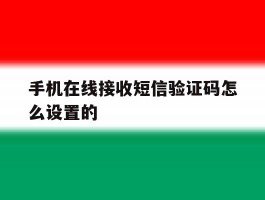 手机在线接收短信验证码怎么设置的