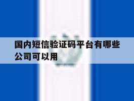 国内短信验证码平台有哪些公司可以用