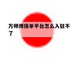 万师傅接单平台怎么入驻不了