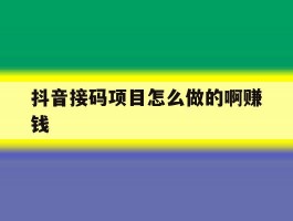 抖音接码项目怎么做的啊赚钱