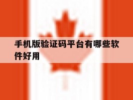 手机版验证码平台有哪些软件好用