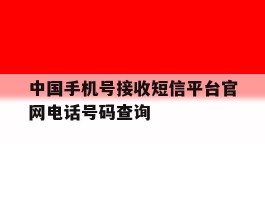 中国手机号接收短信平台官网电话号码查询