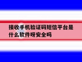 接收手机验证码短信平台是什么软件呀安全吗