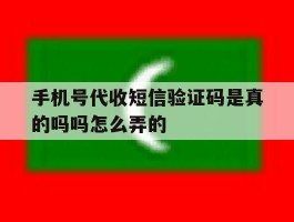 手机号代收短信验证码是真的吗吗怎么弄的