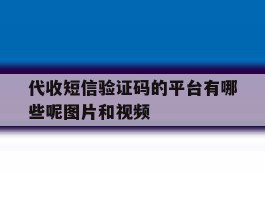 代收短信验证码的平台有哪些呢图片和视频的简单介绍