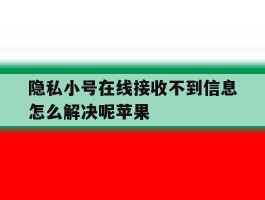 隐私小号在线接收不到信息怎么解决呢苹果