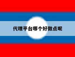 代理平台哪个好做点呢