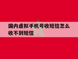 国内虚拟手机号收短信怎么收不到短信