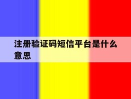 注册验证码短信平台是什么意思
