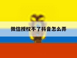 微信授权不了抖音怎么弄