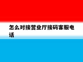 怎么对接营业厅接码客服电话