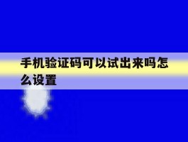 手机验证码可以试出来吗怎么设置