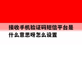 接收手机验证码短信平台是什么意思呀怎么设置