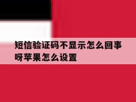 短信验证码不显示怎么回事呀苹果怎么设置