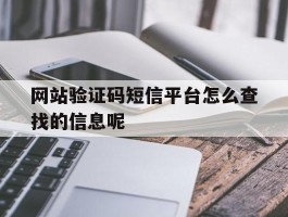 网站验证码短信平台怎么查找的信息呢的简单介绍