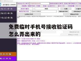 免费临时手机号接收验证码怎么弄出来的
