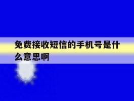 免费接收短信的手机号是什么意思啊