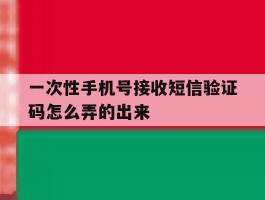 一次性手机号接收短信验证码怎么弄的出来