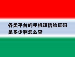 各类平台的手机短信验证码是多少啊怎么查