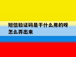 短信验证码是干什么用的呀怎么弄出来